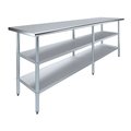 Amgood 24x96 Prep Table with Stainless Steel Top and 2 Shelves AMG WT-2496-2SH
